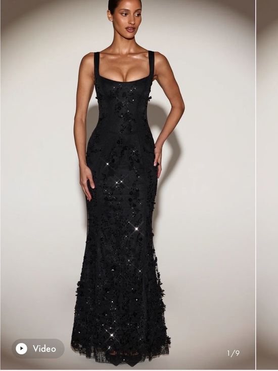 Oh Polly Dresses & Skirts - Oh Polly Vasanta Embellished Appliqué Soft-Scoop Corset Gown 10 Black NWT Maxi